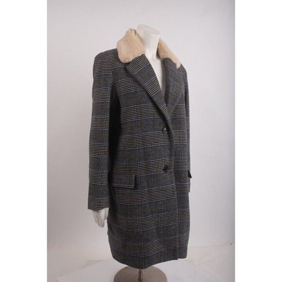 Levi Levi's Strauss Co Womens Amaya Wool Coat Jacket S Small Black Houndstooth - Picture 2 of 6